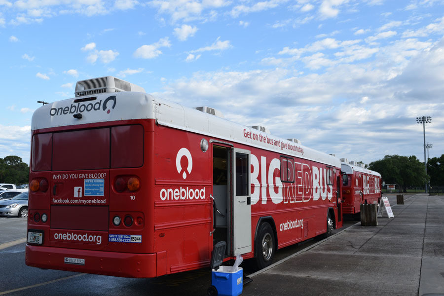 The blood drive bus was parked outside OFHS in 2017.