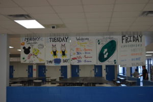 Posters from OFHS' 2019 spirit week hang in the cafeteria. 