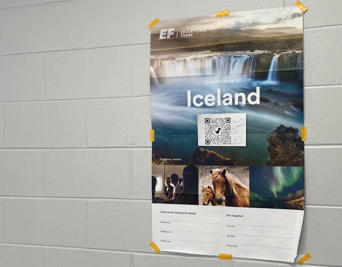 There is a trip to Iceland during Spring Break of 2025. Scan the QR code to figure out more information.