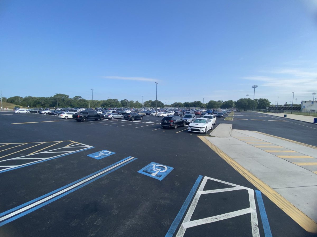 Picture taken showing the empty senior parking being taken over by the underclassmen.