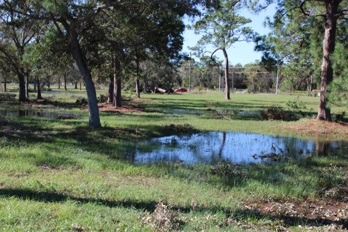 One field next to the Driver Range filled with water from the flooding.