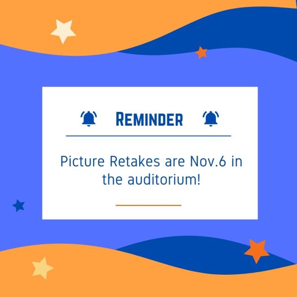 Picture retakes will be located in the auditorium November 6th.