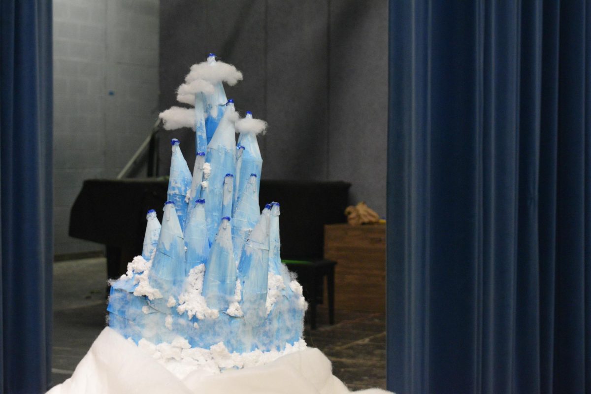 The ice castle was also made by students.